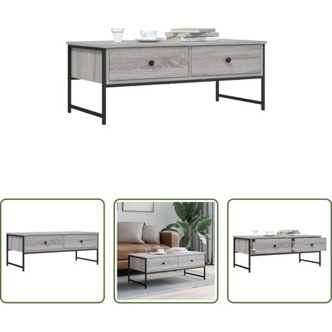 Table basse sonoma gris - Table basse sonoma gris 101x49x39,5 cm bois d'ingénierie (1/5)