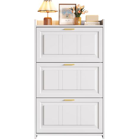 Meuble à chaussures 70 x 24 x 120 cm avec 6 compartiments – Armoire à chaussures haute pour couloir, entrée, salon et bureau, MDF et panneaux de particules, blanc (1/5)