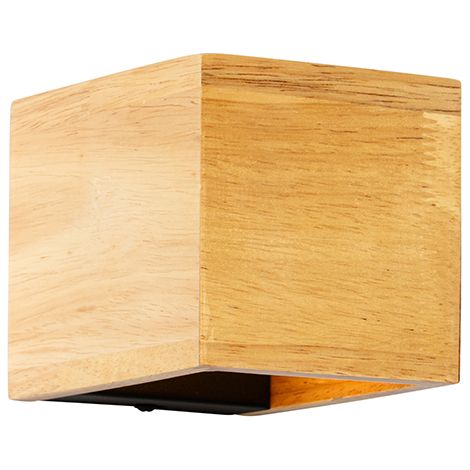 QAZQA rústico Lámpara de pared inteligente madera de roble con Wifi G9 - Transfer /Acero Cuadrada Adecuado para LED Max. 1 x 2.5 Watt