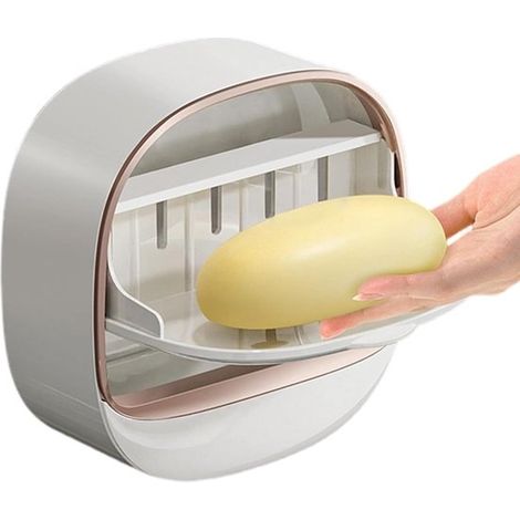 Portasapone, organizer per doccia, senza residui di adesivo, 15 x 6,5 cm, bianco (1/5)