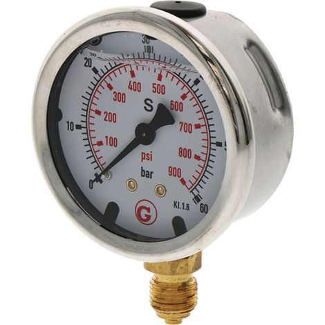 Manómetro con conexión G de 1/4 de pulgada, 60 bar, 63 mm (1/3)