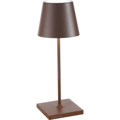 Zafferano Lampada a led da tavolo Poldina Pro Mini Corten ricaricabile e dimmerabile con batteria fino a 12 ore (1/3)