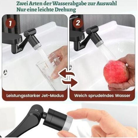 Aérateur de robinet, aérateur d'extension rotatif à 1440 degrés, accessoire pour robinets d'évier de cuisine et de salle de bain, double fonction, cuivre noir.