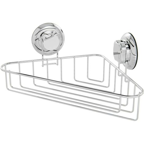 Compactor Mensola Bagno ad Angolo, Fissaggio a Ventosa, Fino a 12 kg, Acciaio Cromato Antiruggine, 23.8 x 23.8 x H.12.8 cm, RAN7799 (1/5)