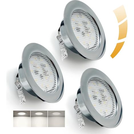luminaires pour Meuble LED Dimmable 230V, 5W LED Encastrable 4500K Blanc Neutre, 20mm Extra Plat Spots, Trou 55-58mm Spots Encastrables pour Meuble Plat, Hotte de Cuisine, Set de 3 (1/5)