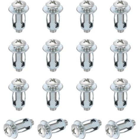 Chevilles À Expansion Pour Mur Creux En Acier, 16Pcs M6x28mm Fixations Pour Placo, Molly Bolt À Expansion Pour Plaque De Plâtre, Briques, Portes En Bois, Argenté (1/5)