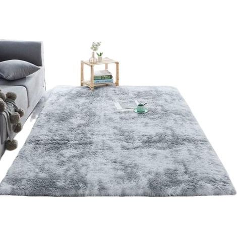 Tapis moelleux, 160×120 cm,Tie-dye - Gris d'eau (1/5)