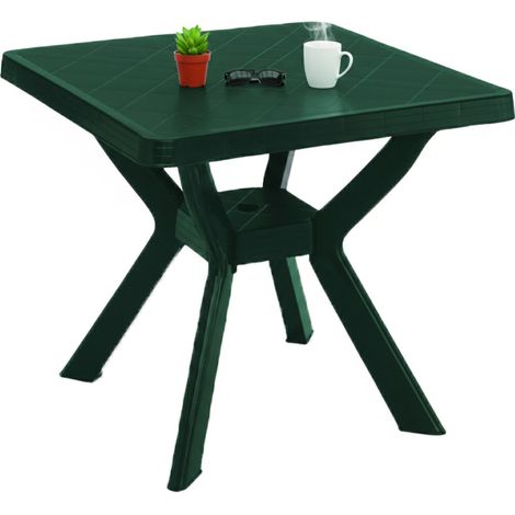 Dmora - Tavolo da esterno 0, Tavolino quadrato, Tavolo da giardino multiuso, 100% Made in Italy, Cm 79x79h72, Verde