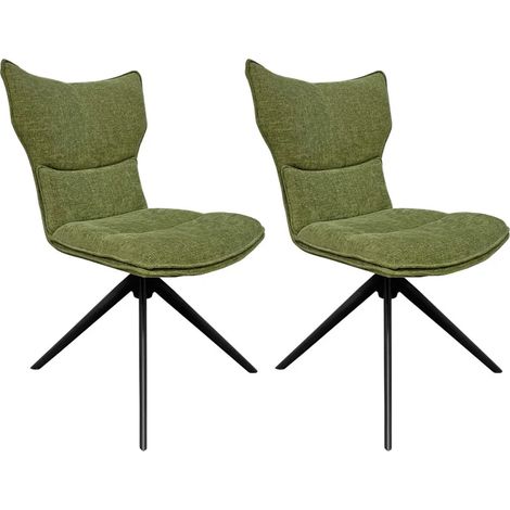 Lot 2 chaises rotatives 360° tissu vert rembourrage ergonomique - PHIL