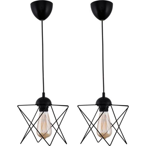 WellHome Set 2 Lámparas de techo, lámpara de metal forma de prisma, negro, colección Bled, 21x21x60, casquillo E 27 Max 45 - 60