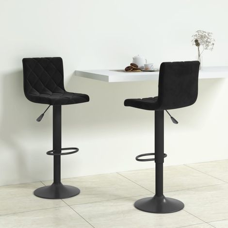 Lot de 2 Tabourets de bar Tabourets Chaises Hauts pour Cuisine, Bar Noir Velours -QS79213 (1/4)