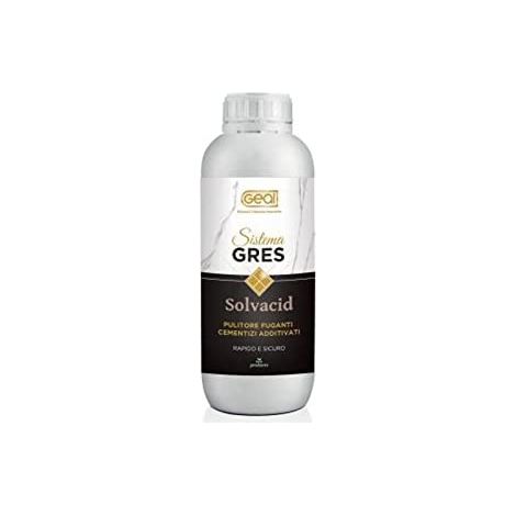GEAL SOLVACID+. Detergente Sinergico con Acido Tamponato e Solventi specifico per residui dopo posa. 1 Litro