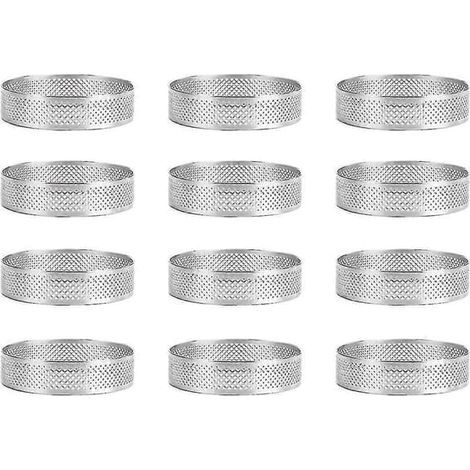 Lot de 12 cercles à gâteaux perforés en acier inoxydable, 6 cm
