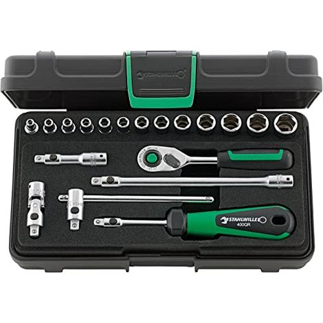 Set di chiavi a bussola 40/13/6QR 19 pezzi, 1/4 di pollice, chiave a brugola SW 3,5-13 mm Z.80 6KT (1/4)