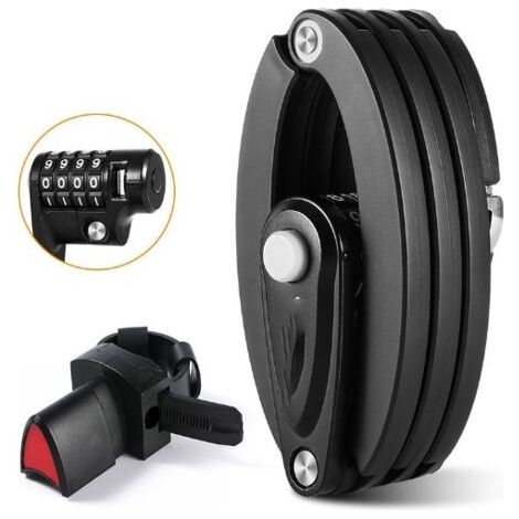 Antivol de vélo pliable avec support, cadenas à combinaison à 4 chiffres, longueur 85 cm-NANOTEH (1/5)