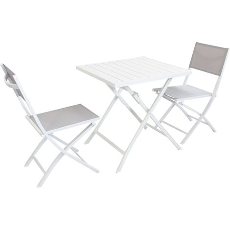 DANIEL - set tavolo da giardino con sedie pieghevole salvaspazio in alluminio 70x70 - Colore: Bianco - Posti: 2 (1/5)