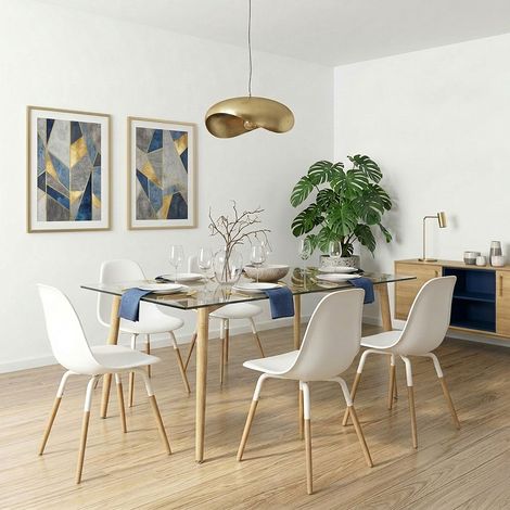 Table - HOME DECO FACTORY - Design - Verre - Métal Imitation Bois - Transparent et Marron