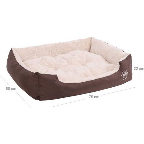 Lit panier canapé pour chien avec coussin réversible confortable et respirant bords rehaussés 75 x 58 x 21 cm pour chiens jusqu à 15 kg marron (1/4)