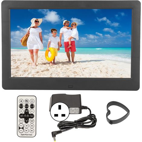 Cadre photo numérique 10 pouces écran LED HD, diaporama horloge musique, album électronique avec télécommande, prise UK 110-240V (1/5)