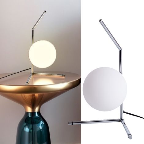 Lámpara de mesa cromada bola cristal Ø15cm E27 (1/5)