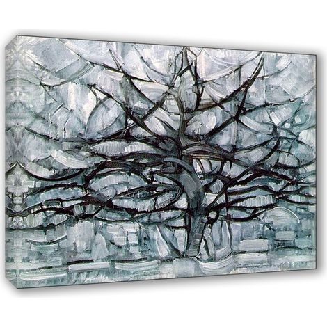 Lupia - Quadro su Tela il Meglio dell'Arte, 50x70 cm GRAY TREE - MONDRIAN, Riproduzione d'Arte su Tela, Montato su Telaio in Legno 3 cm, Made in Italy (1/4)