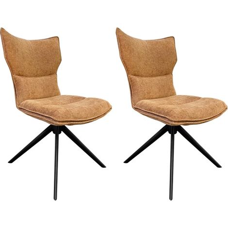 Lot 2 chaises rotatives 360° tissu terracotta rembourrage ergonomique - PHIL