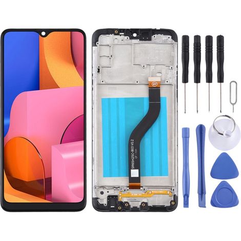 Framed LCD touchscreen assembly for Samsung Galaxy A20s (Color: Black) (1/4)