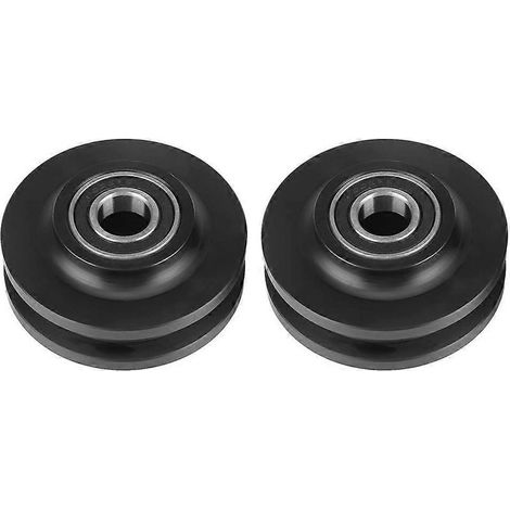 Roulettes pour porte coulissante, lot de 2 roulettes en nylon rainurées, pour porte de grange, placard ou armoire. (1/4)