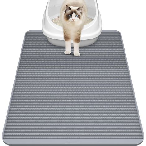 Cat Litter Mat Silicone Cat Litter Mat 31 x 23 inches Large Waterproof Litter Mat Non Slip Durable Easy Clean Litter Control and Washable for Floor (1/5)