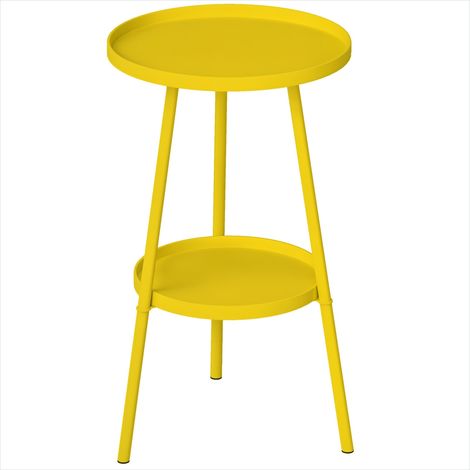 Table de jardin ronde 2 niveaux métal jaune Ø32 x 51 cm (1/5)
