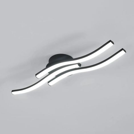 Modern LED ceiling light with wave design, 20W, 2050lm, cool white light 6500K, black (1/3)