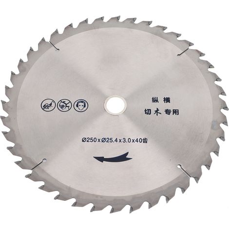 Disque de scie circulaire 250x25.4x3.0 mm, 40 dents en acier allié, lame de coupe pour bois, outillage de menuiserie (1/5)