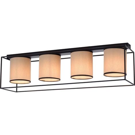 Lampada da soffitto lampada da soggiorno plafoniera 4 fiamme lampada da cucina tessile L 80 cm (1/5)