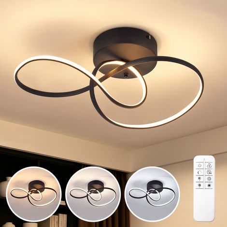 ZMH Plafonnier LED 24W noir intensité réglable avec télécommande design moderne salon chambre cuisine bureau (1/5)
