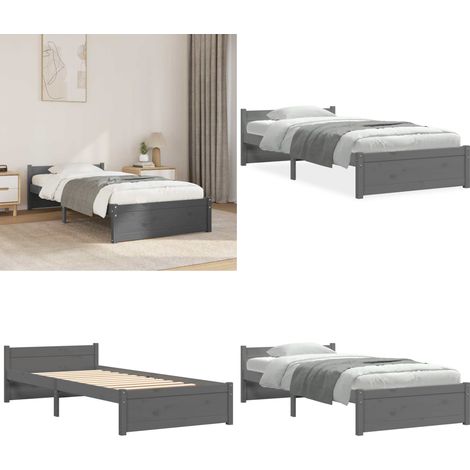 Massivholzbett Grau 75x190 cm - Holzbett - Massivholzbette - Kiefernbett - Einzelbett - Gästebett - Home & Living (1/5)