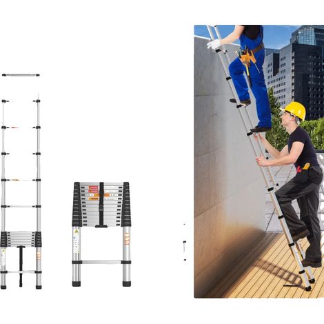 Échelle télescopique, hauteur réglable, pieds antidérapants, 3.8M (1/5)