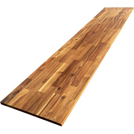 Tablette en acacia massif pré-huilé teck – L.200 cm x l.50 cm – Épaisseur 18 mm – Finition huilée pour surfaces de rangement (1/5)