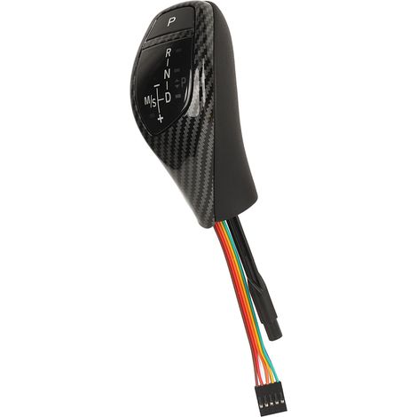 Pommeau de levier de vitesse automatique avec bouton de démarrage rouge et LED, style fibre de carbone, compatible avec BMW Série 5 E60 et E61. (1/5)