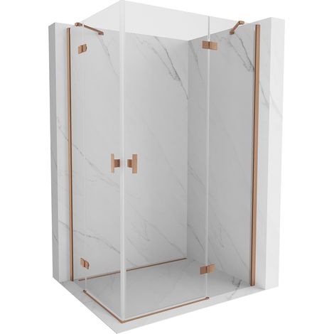 Mexen Mist H Duo Duschkabine Schwenkbar 95 x 110 cm, transparent, gebürstetes Kupfer - 8A5-095L-110P-65-00 (1/5)