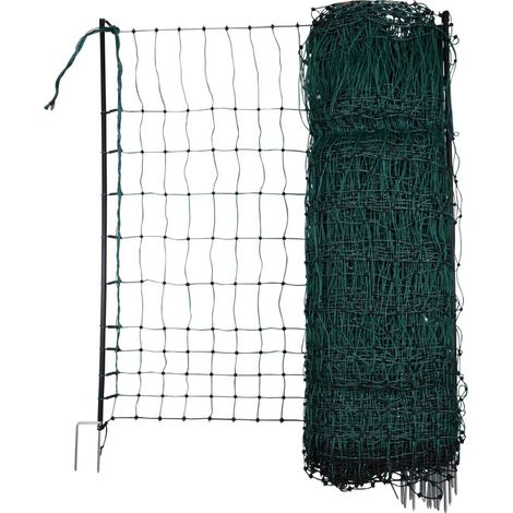 Geflügelnetz 50 mtr., 106 cm Doppelspitze, grün, el.leitend (1/4)