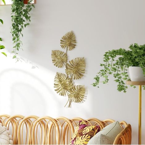 Decorazione murale in metallo 83x2,5x39 cm, dorata, da avvitare, per soggiorno – MEUBLIV (1/5)