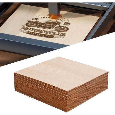 Lot de 30 plaques de contreplaqué 300 x 300 x 3 mm en bois de tilleul épais pour projets laser, bricolage, artisanat, modèle, peinture, peintures gravées (1/5)