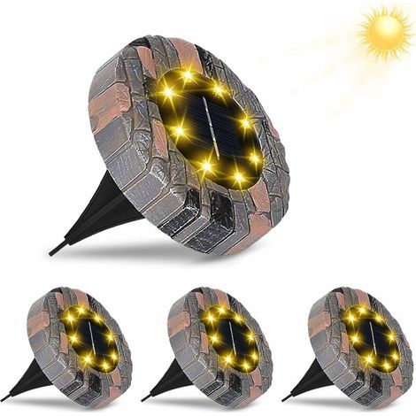Solar Street Light, 8 LED Solar Lights for Outdoor IP65 Waterproof, LED Garden Light 6000K Warm White Solar Garden Light for Lawn Driveway Sidewalk Patio Garden Solar Lights (4 Pieces) [Energy Class A (1/5)