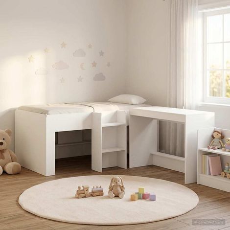 Cama alta para niños con escritorio 80 x 160 cm