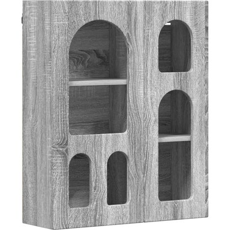 Armoire suspendue moderne avec 6 étagères 59 x 20 x 71 cm grande capacité rangement salle de bain en bois d'ingénierie gris sonoma (1/5)