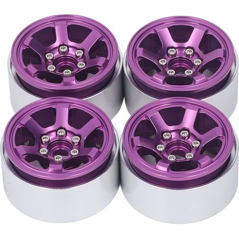 Jantes RC 1.9 pouces en alliage aluminium CNC, 4 pièces, filetage violet pour pneus tout-terrain