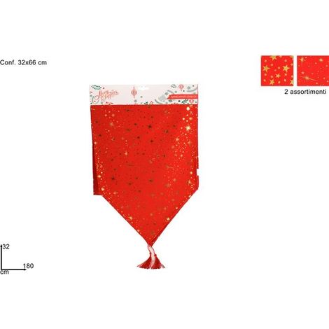 Runner da Tavola Centrotavola Natalizio Rosso e Oro 3 x 180 cm