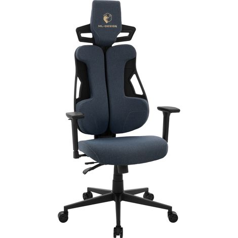 ML-Design Sedia da Gaming Ergonomica in Tessuto Blu con Braccioli 3D, Supporto Lombare e Poggiatesta, Poltrona da Ufficio Girevole e Regolabile, Seduta Comfort per PC, Computer e Videogiochi (1/5)