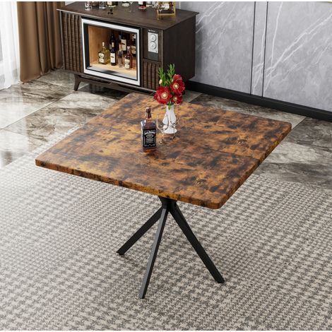 Tavolo da pranzo quadrato 98x98x75 cm marrone in MDF e metallo salvaspazio (1/4)