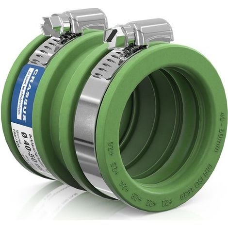 Adaptateur de tuyau CR type 1 CDC 050 FKM (40-50 mm), jusqu'à 0,6 bar, FKM / V2A